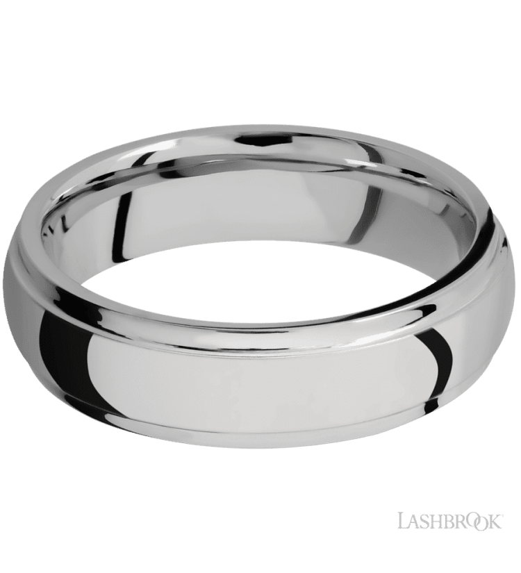 6 mm wide Domed Stepped Down Edges Titanium band. - Diamonds By Rothschild