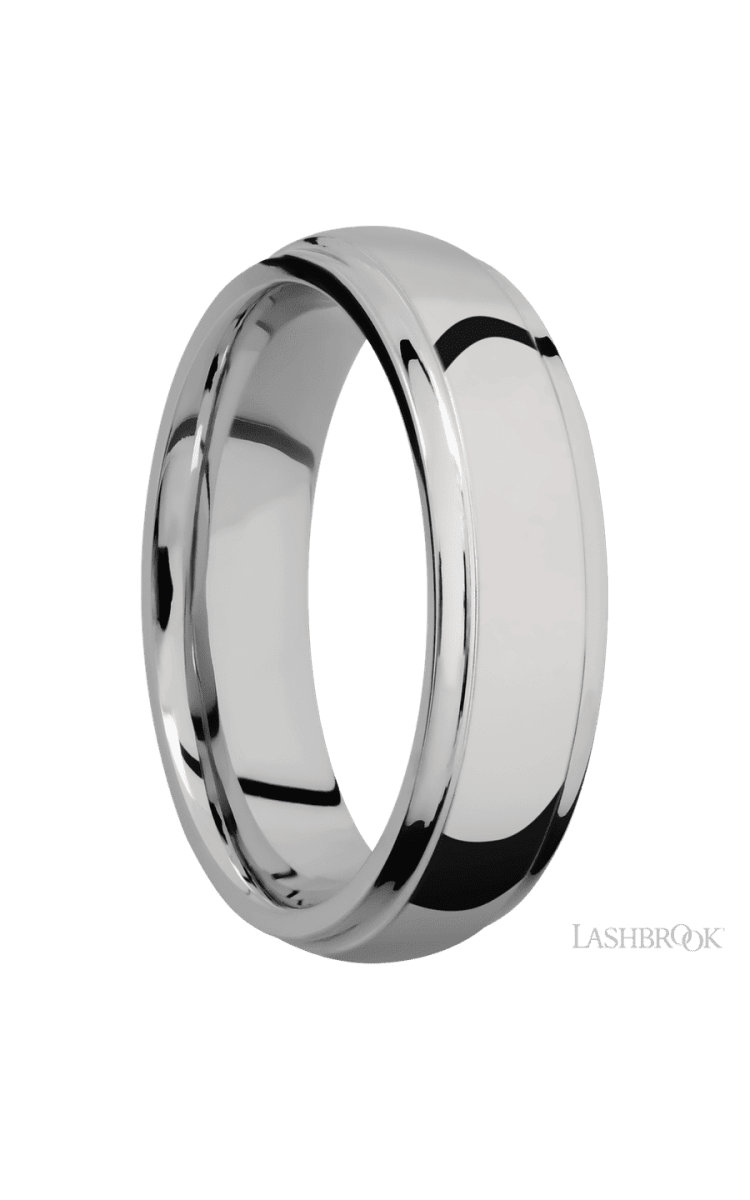 6 mm wide Domed Stepped Down Edges Titanium band. - Diamonds By Rothschild