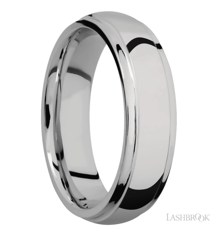 6 mm wide Domed Stepped Down Edges Titanium band. - Diamonds By Rothschild