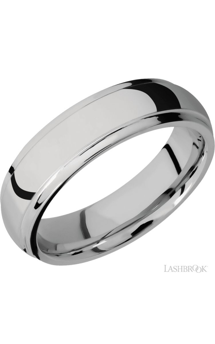 6 mm wide Domed Stepped Down Edges Titanium band. - Diamonds By Rothschild