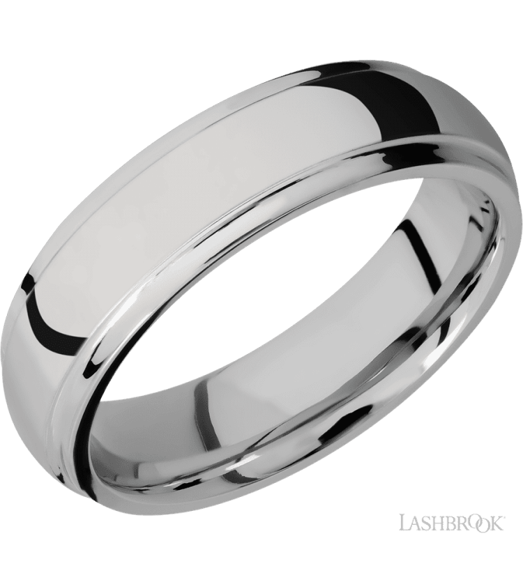 6 mm wide Domed Stepped Down Edges Titanium band. - Diamonds By Rothschild