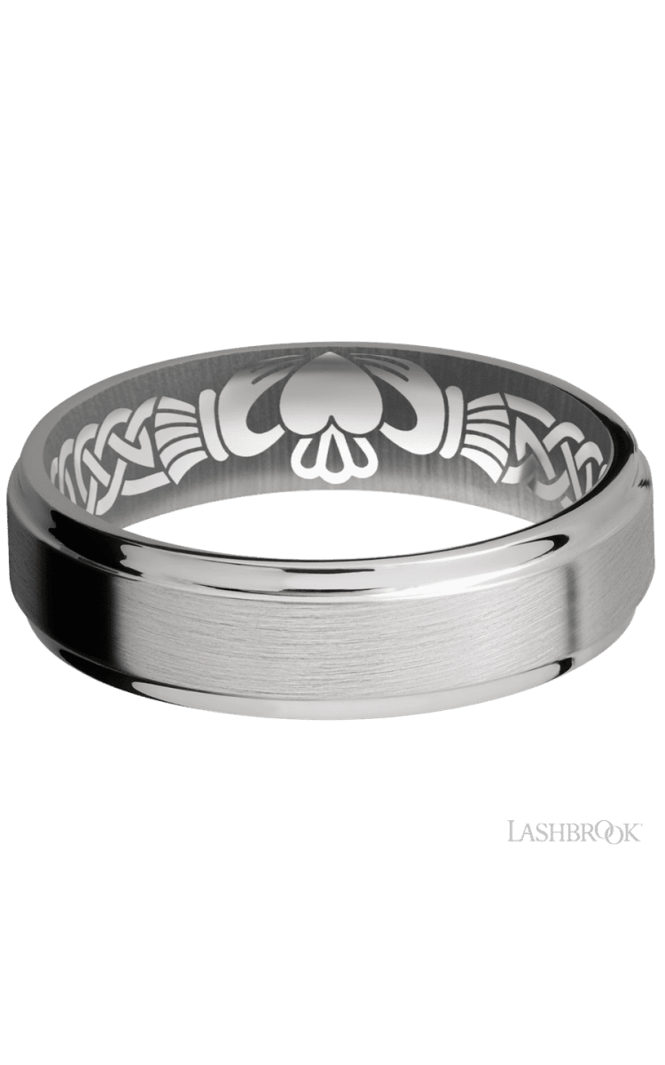 6 mm wide Flat Grooved Edges Titanium band. - Diamonds By Rothschild