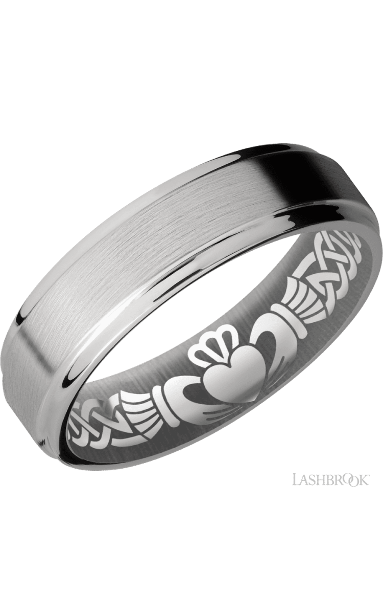 6 mm wide Flat Grooved Edges Titanium band. - Diamonds By Rothschild