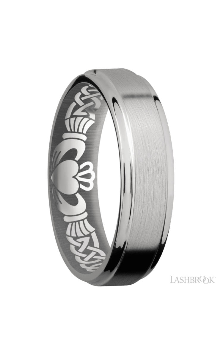 6 mm wide Flat Grooved Edges Titanium band. - Diamonds By Rothschild