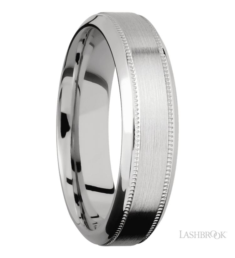 6 mm wide High Bevel Milgrain 14K White Gold band. - Diamonds By Rothschild