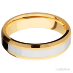 6 mm wide/Beveled/14K Yellow Gold band with one 3 mm Centered inlay of 14K White Gold. - Diamonds By Rothschild