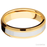 6 mm wide/Beveled/14K Yellow Gold band with one 3 mm Centered inlay of 14K White Gold. - Diamonds By Rothschild