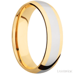 6 mm wide/Domed/14K Yellow Gold band with one 3 mm Centered inlay of 14K White Gold. - Diamonds By Rothschild