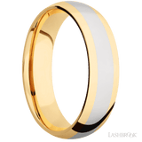 6 mm wide/Domed/14K Yellow Gold band with one 3 mm Centered inlay of 14K White Gold. - Diamonds By Rothschild