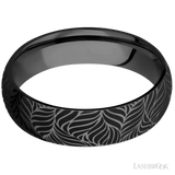 6 mm wide/Domed/Zirconium band with a laser carved Twisted Leaf pattern. - Diamonds By Rothschild