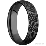 6 mm wide/Domed/Zirconium band with a laser carved Twisted Leaf pattern. - Diamonds By Rothschild