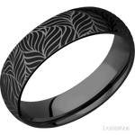 6 mm wide/Domed/Zirconium band with a laser carved Twisted Leaf pattern. - Diamonds By Rothschild