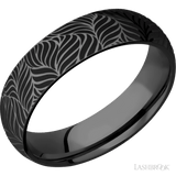 6 mm wide/Domed/Zirconium band with a laser carved Twisted Leaf pattern. - Diamonds By Rothschild