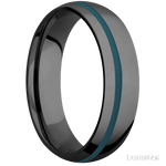 6 mm wide/Domed/Zirconium band with one 1 mm Off Center inlay of Ridgeway Blue. - Diamonds By Rothschild