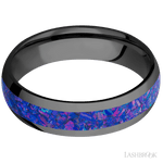 6 mm wide/Domed/Zirconium band with one 3 mm Centered inlay of Purple Opal. - Diamonds By Rothschild