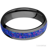 6 mm wide/Domed/Zirconium band with one 3 mm Centered inlay of Purple Opal. - Diamonds By Rothschild