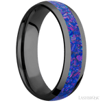 6 mm wide/Domed/Zirconium band with one 3 mm Centered inlay of Purple Opal. - Diamonds By Rothschild