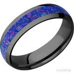6 mm wide/Domed/Zirconium band with one 3 mm Centered inlay of Purple Opal. - Diamonds By Rothschild