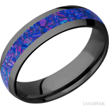 6 mm wide/Domed/Zirconium band with one 3 mm Centered inlay of Purple Opal. - Diamonds By Rothschild