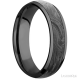 6 mm wide/Domed/Zirconium band with one 4 mm Centered inlay of Forged Carbon Fiber. - Diamonds By Rothschild
