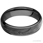 6 mm wide/Domed/Zirconium band with one 4 mm Centered inlay of Forged Carbon Fiber. - Diamonds By Rothschild