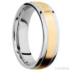 6 mm wide/Flat Stepped Edges Milgrain/Cobalt Chrome band with one 3 mm Raised Centered inlay of 14K Yellow Gold. - Diamonds By Rothschild