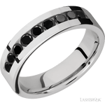 6 mm wide/Flat/Cobalt Chrome band with an arrangement of 9, .1 carat Round Black Diamond stones in a Channel setting. - Diamonds By Rothschild