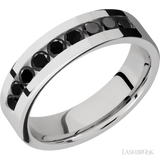 6 mm wide/Flat/Cobalt Chrome band with an arrangement of 9, .1 carat Round Black Diamond stones in a Channel setting. - Diamonds By Rothschild