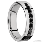 6 mm wide/Flat/Cobalt Chrome band with an arrangement of 9, .1 carat Round Black Diamond stones in a Channel setting. - Diamonds By Rothschild