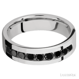 6 mm wide/Flat/Cobalt Chrome band with an arrangement of 9, .1 carat Round Black Diamond stones in a Channel setting. - Diamonds By Rothschild