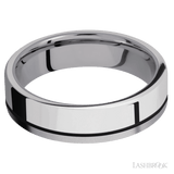 6 mm wide/Flat/Tantalum band with one 4 mm Off Center Edge inlay of Palladium Silver. - Diamonds By Rothschild