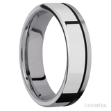 6 mm wide/Flat/Tantalum band with one 4 mm Off Center Edge inlay of Palladium Silver. - Diamonds By Rothschild