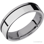 6 mm wide/Flat/Tantalum band with one 4 mm Off Center Edge inlay of Palladium Silver. - Diamonds By Rothschild