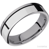 6 mm wide/Flat/Tantalum band with one 4 mm Off Center Edge inlay of Palladium Silver. - Diamonds By Rothschild