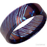 8 mm wide High Bevel Titanium Damascus band.