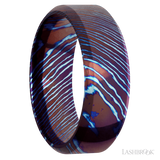 8 mm wide High Bevel Titanium Damascus band.