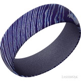 7 mm wide Domed Titanium Damascus band featuring a Crushed Orchid sleeve.
