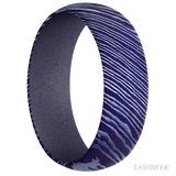 7 mm wide Domed Titanium Damascus band featuring a Crushed Orchid sleeve.