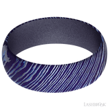 7 mm wide Domed Titanium Damascus band featuring a Crushed Orchid sleeve.