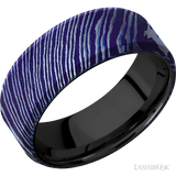 8 mm wide Beveled Titanium Damascus band featuring a Zirconium sleeve.