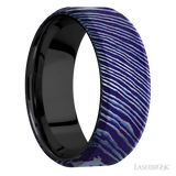 8 mm wide Beveled Titanium Damascus band featuring a Zirconium sleeve.