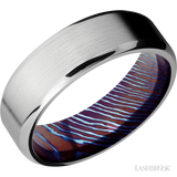 7 mm wide Beveled Cobalt Chrome band featuring a Titanium Damascus sleeve.