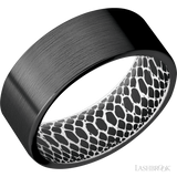 Lashbrook 8 mm wide Flat Zirconium band featuring a White sleeve.