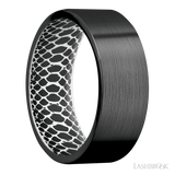 Lashbrook 8 mm wide Flat Zirconium band featuring a White sleeve.
