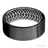 Lashbrook 8 mm wide Flat Zirconium band featuring a White sleeve.