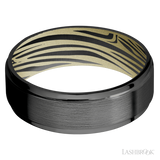 7 mm wide Flat Grooved Edges Zirconium band featuring a Bright Nickel sleeve.