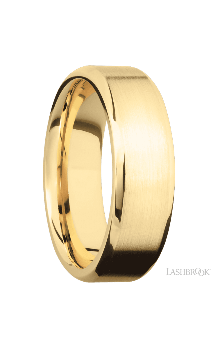 7 mm wide Beveled 10K Yellow Gold band. - Diamonds By Rothschild