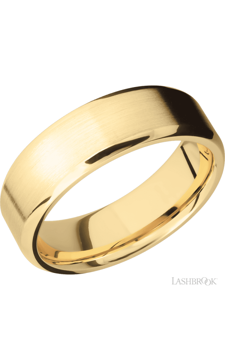 7 mm wide Beveled 10K Yellow Gold band. - Diamonds By Rothschild