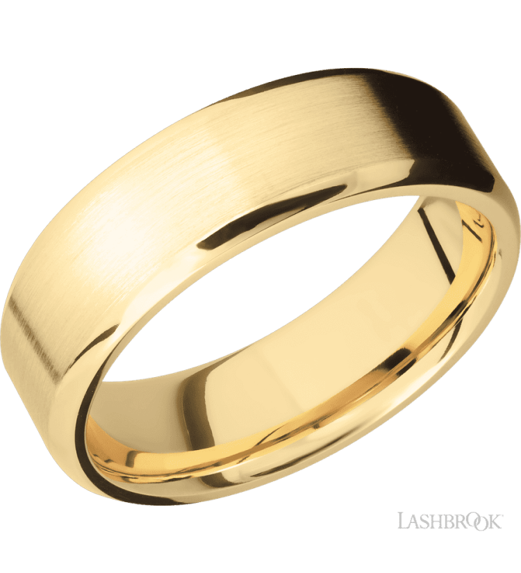 7 mm wide Beveled 10K Yellow Gold band. - Diamonds By Rothschild