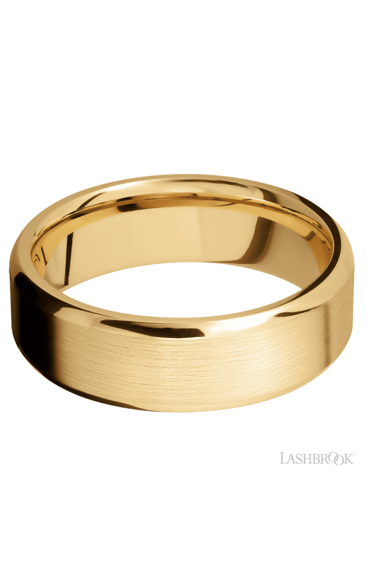 7 mm wide Beveled 10K Yellow Gold band. - Diamonds By Rothschild